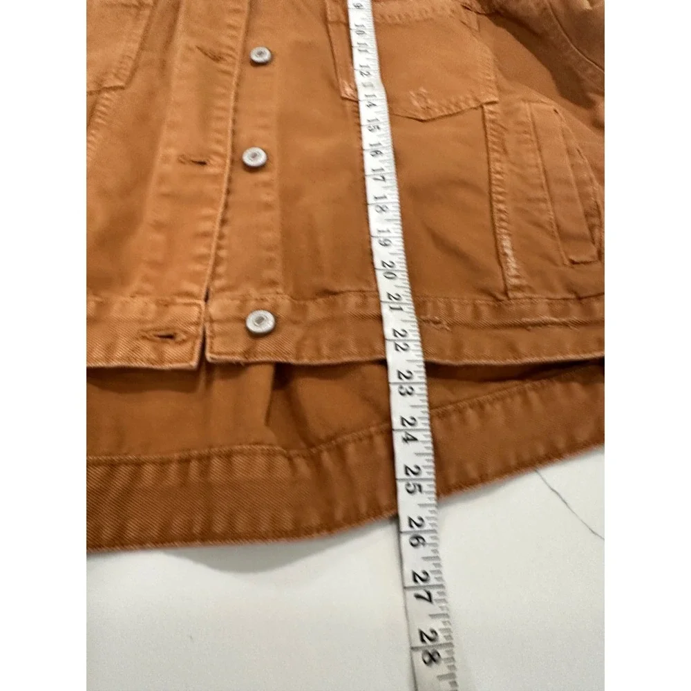 Free People We The Free Denim Jacket Rust Brown Oversized Trucker Distressed S